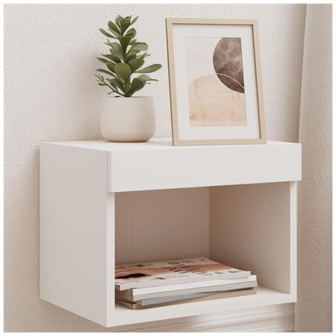 Comodini Con Luci Led A Parete 2pz Bianchi - Foto 1