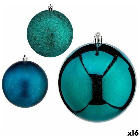 Set Di Palline Di Natale Azzurro Plastica 10 X 11 X 10 Cm (16 Unità) - Foto 1
