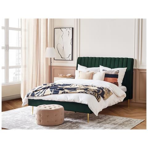 Letto Velluto Marville 140 X 200 Cm Verde Smeraldo - Foto 1