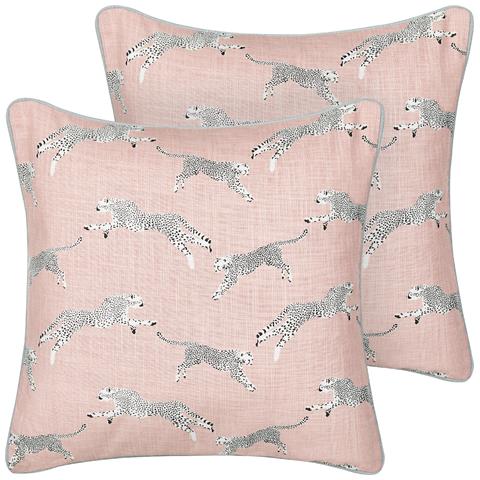 Set Di 2 Cuscini Arales Cotone 45 X 45 Cm Rosa Pastello Trama Animale - Foto 2