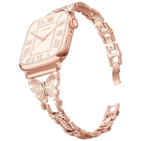Cinturino Per Apple Watch 38/40/41mm In Acciaio Inossidabile Butterfly, Rosa - Foto 5