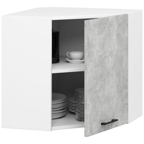 Mobile da cucina pensile ad angolo OLIWIA, 1 anta, 60x30x58 cm, Colore Bianco e Grigio Cemento - Foto 2