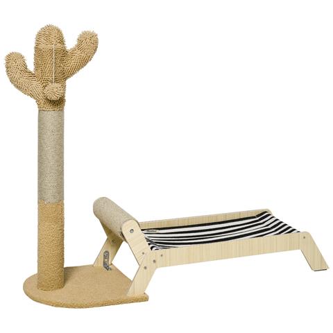 Amaca Per Gatti Con Tiragraffi Per Gatti A Forma Di Cactus Design 2 In 1 Per Interni, 88.5x31.5x76.5 Cm - Foto 1