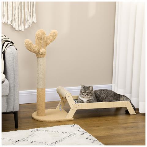 Amaca Per Gatti Con Tiragraffi Per Gatti A Forma Di Cactus Design 2 In 1 Per Interni, 88.5x31.5x76.5 Cm - Foto 2