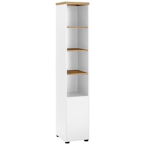 Thessa Mobile Con 1 Anta E 3 Ripiani In Mdf Bianco E Rovere - Foto 1