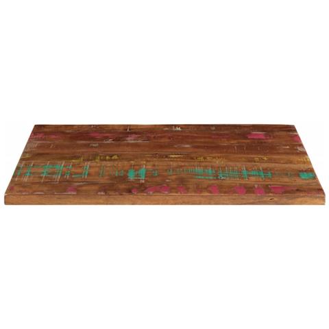Piano Tavolo 80x70x2,5 Cm Rettangolare In Massello Di Recupero - Foto 3