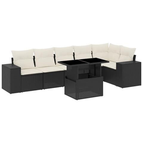 Set Divani Da Giardino Con Cuscini 7pz Nero Polyrattan - Foto 2