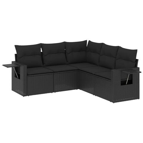 Set Divani Da Giardino 5 Pz Con Cuscini In Polyrattan Nero - Foto 2