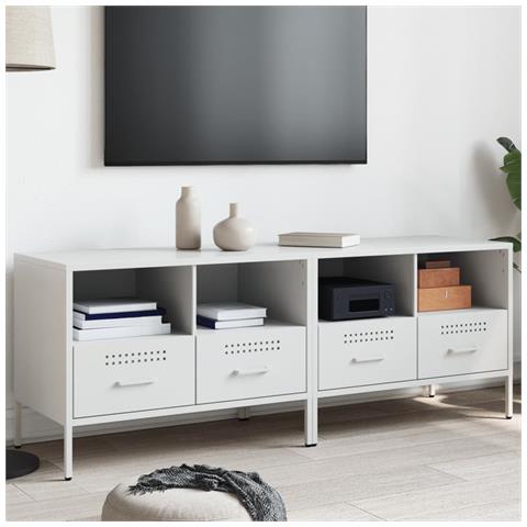 Mobili Tv 2pz Bianchi 68x39x50,5 Cm In Acciaio - Foto 1