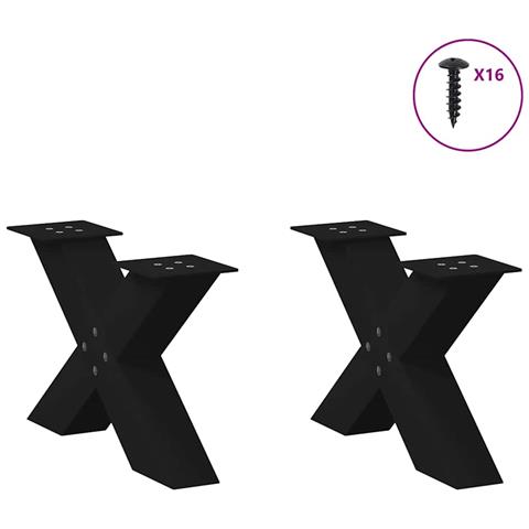 Gambe Tavolino Da Caffè A X 2 Pz Nero 50x(30-31) Cm In Acciaio - Foto 3