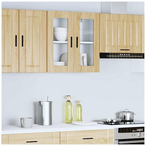 Pensile Da Cucina Con Porta In Vetro Porto Rovere Sonoma - Foto 3