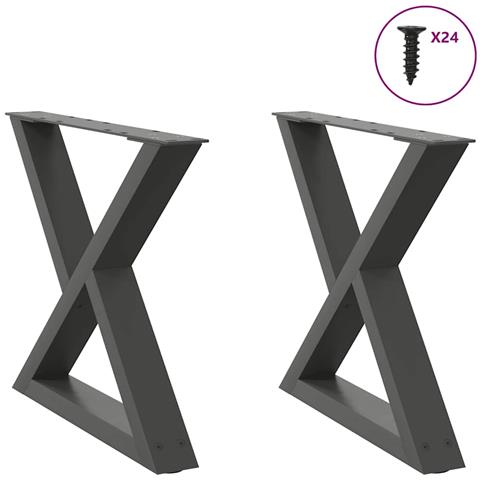 Gambe Per Tavolino 2 Pz Antracite 50x(42-43,3) Cm In Acciaio - Foto 1