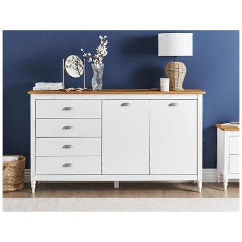 Credenza A 2 Ante Shillington Legno Di Pino Bianco - Foto 1