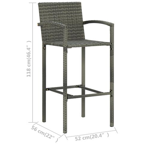 Sgabelli Da Bar 4 Pz Grigi In Polyrattan - Foto 8