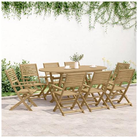 Sedie Giardino Pieghevoli 6pz 54,5x61,5x86,5 Cm Massello Acacia - Foto 2