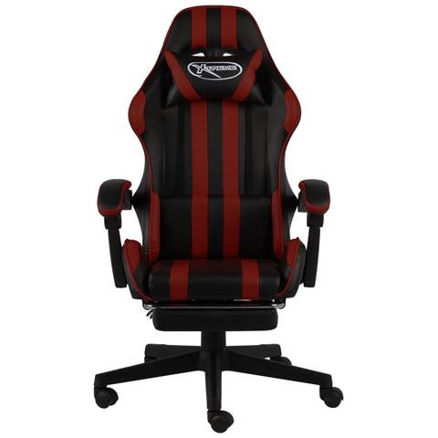 Lusso Casadino - Sedia Da Gaming Con Poggiapiedi Nero E Rosso Vino In Similpelle - Foto 1