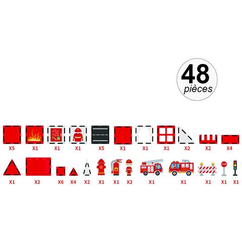 Set Di Costruzioni Magnetiche Per Bambini A Tema Pompieri 48 Pezzi Solido - Foto 3