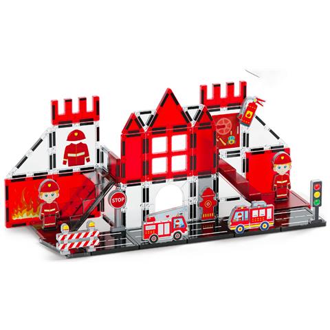 Set Di Costruzioni Magnetiche Per Bambini A Tema Pompieri 48 Pezzi Solido - Foto 1