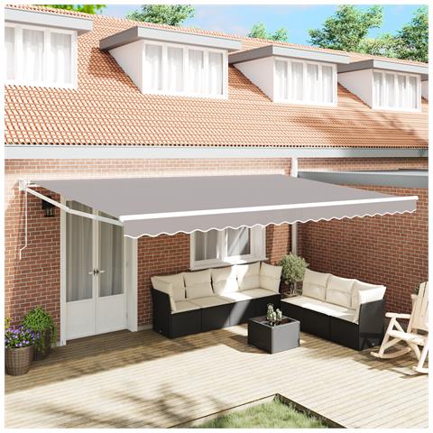 Tenda retrattile automatica  grigia 500x300 cm, Tessuto di ricambio per tenda casa  per telaio 5x3 m grigio chiaro - Foto 2