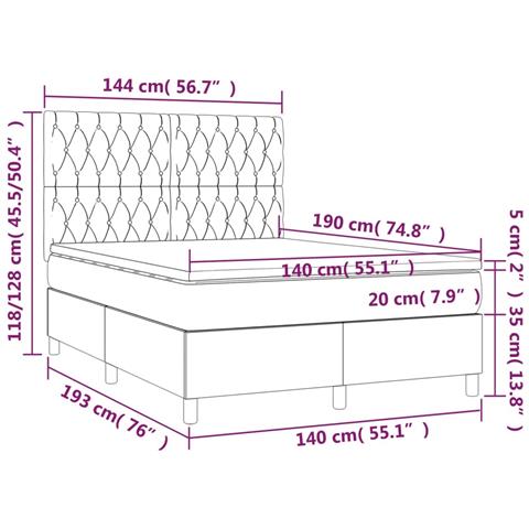 Giroletto a Molle con Materasso Grigio Scuro 140x190 cm Velluto - Foto 6