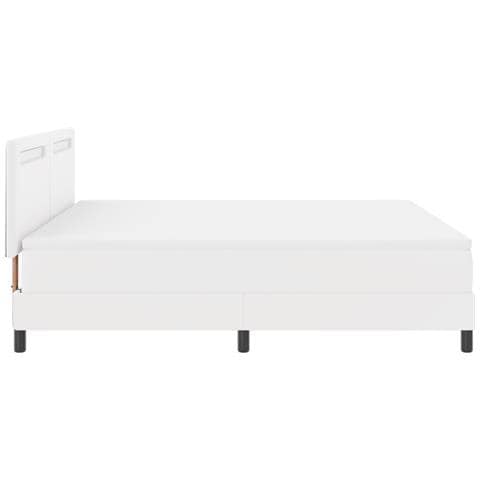 Letto box spring con materasso bianco super king in finta pelle, Testiera semplice in bianco puro 180 cm in finta pelle - Foto 9