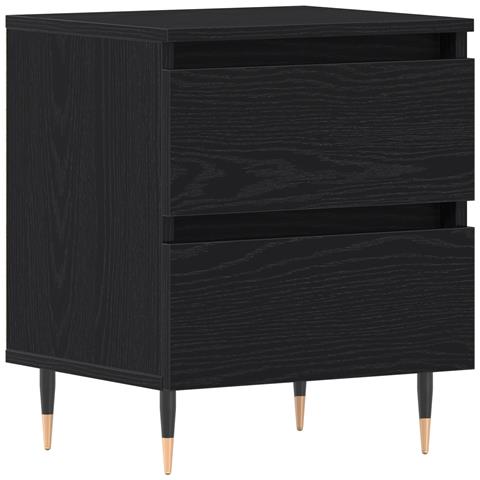 Comodino Nero Rovere 40x35x50 cm Legno ingegnerizzato - Foto 1