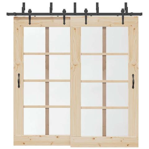 Kit di Binari per Porte Scorrevoli 213,5 cm Acciaio Nero - Foto 2