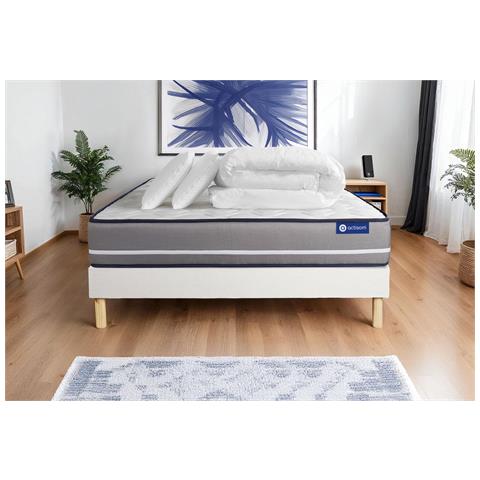 Pacchetto Letto Completo - Materasso 140x190cm + Box Spring Con Doghe (kit) + 2 Cuscini + Piumino - Actilatex Pur - Foto 1
