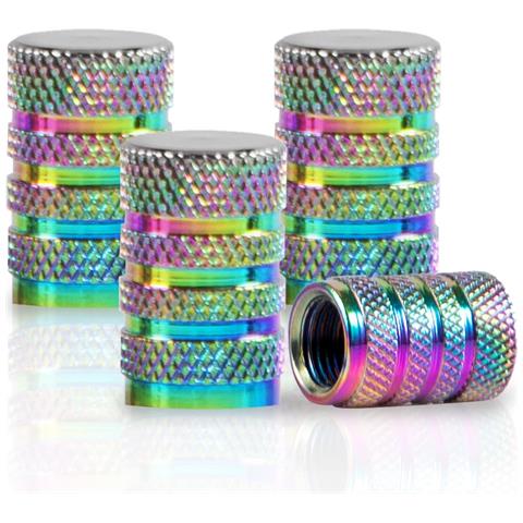 Tappi Valvola In Alluminio Multicolore Compatibili Con Auto, Moto, Biciclette - Set Da 4 Tappi Valvola A Proiettile Con Funzione Antipolvere - Foto 1