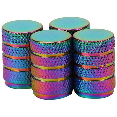 Tappi Valvola In Alluminio Multicolore Compatibili Con Auto, Moto, Biciclette - Set Da 4 Tappi Valvola A Proiettile Con Funzione Antipolvere - Foto 4