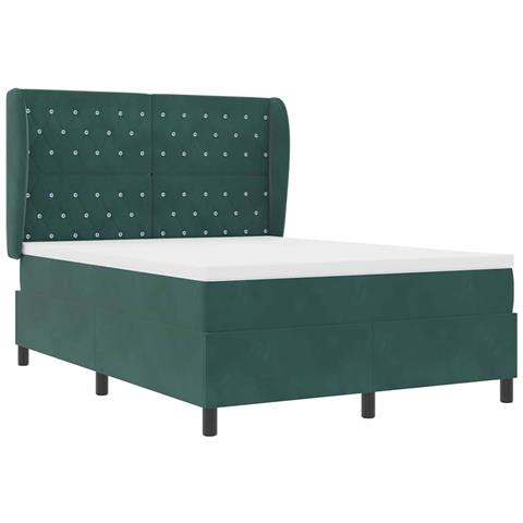 Letto a molle con materasso Verde scuro 140 x 190 cm Velluto - Foto 1