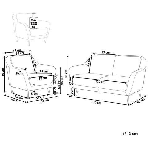 Set Da Salotto 3 Posti Eiby Ciniglia Bianco - Foto 8