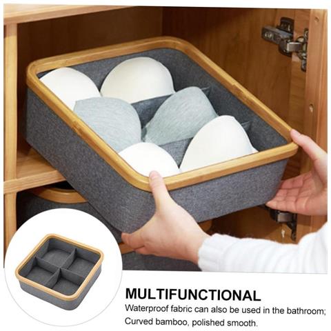 Cesto Portaoggetti A 4 Scomparti In Tessuto Oxford - Organizer Grigio 30x30x9cm - Foto 5