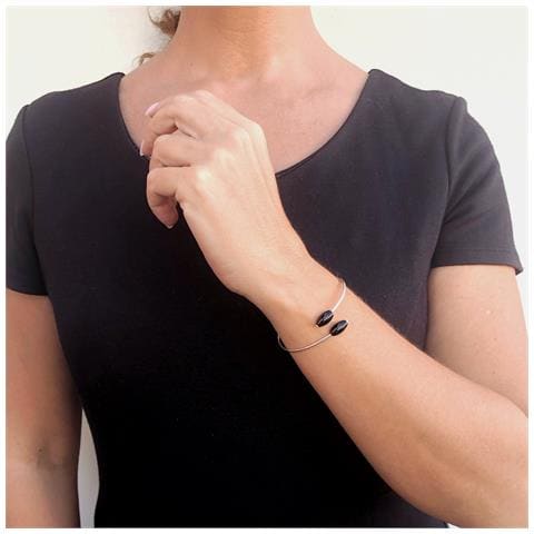 Bracciale In Argento Sterling, Cristallo Black Olive In Argento 925 - Foto 2