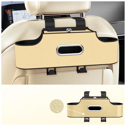 Organizzatore Multifunzionale Per Sedile Auto - Porta Fazzoletti, Porta Bicchieri E Soluzione Di Stoccaggio Beige - Foto 2