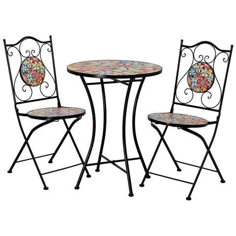 Set Tavolo E 2 Sedie In Metallo Multicolore, 60x60x75h Cm, 38x46x90h Cm - Foto 1