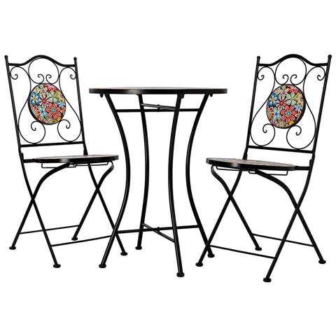 Set Tavolo E 2 Sedie In Metallo Multicolore, 60x60x75h Cm, 38x46x90h Cm - Foto 2