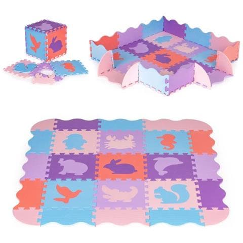 Grande tappetino puzzle educativo in schiuma per bambini e neonati, viola - Foto 2