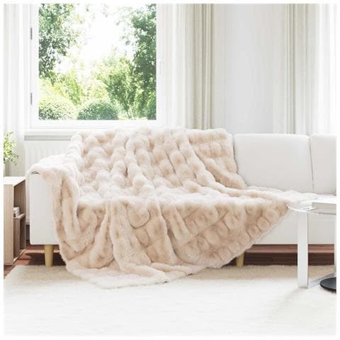 Coperta antiscivolo in finta di coniglio Olite Beige Poliestere - Foto 2