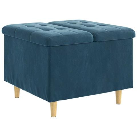 Pouf contenitore con cuscino Blu 60 x 60 x 45 cm Velluto - Foto 1