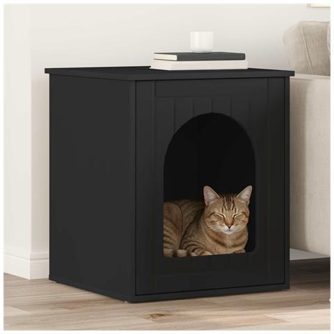 Casa per Gatti Nero 53 x 52 x 62 cm Legno multistrato - Foto 2