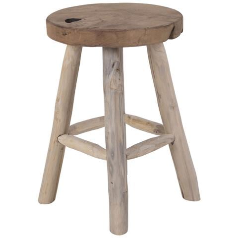 Sgabello Badia In Teak Naturale A 4 Gambe, Ø30 X 45 Cm - Foto 2