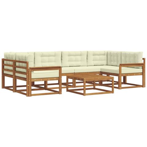 Set di divani da esterno con cuscino 7 pcs Naturale e Crema - Foto 1