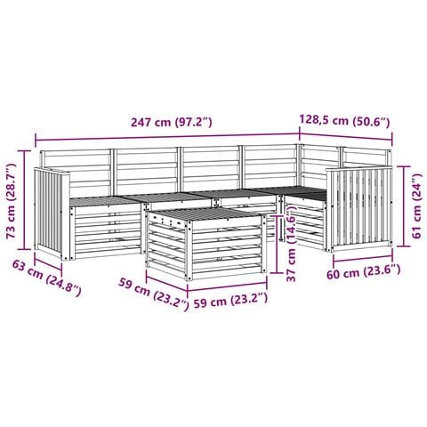 Set divani 6 pcs Naturale Legno di Acacia Massello - Foto 9