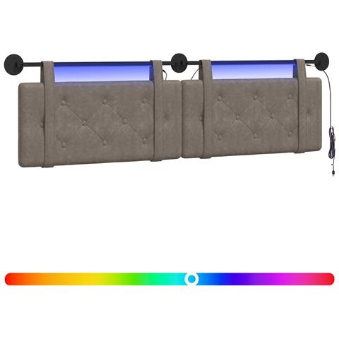 Testiera sospesa Con luce LED Grigio PU Antico - Foto 1