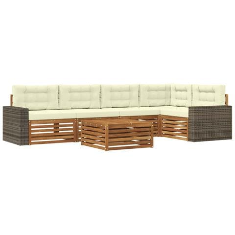 Set di divani da esterno 6 pcs Naturale e Crema 79 x 79 x 37 cm - Foto 1