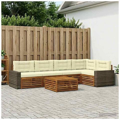 Set di divani da esterno 6 pcs Naturale e Crema 79 x 79 x 37 cm - Foto 2