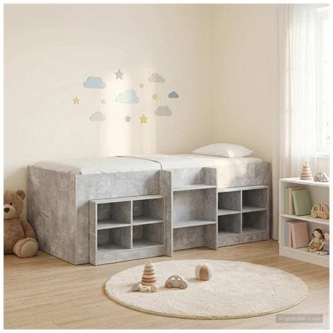 Struttura Letto Loft con Mobile 3 pz Grigio Cemento - Foto 2