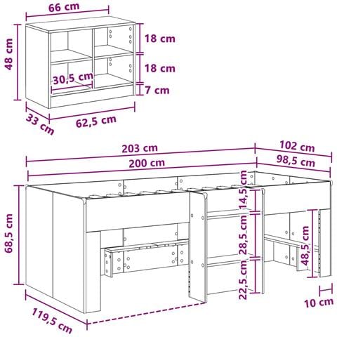 Struttura Letto Loft con Mobile 3 pz Grigio Cemento - Foto 7