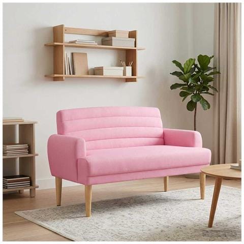 Loveseat con bottoni imbottiti Rosa 116 x 67 x 80 cm Tessuto - Foto 2